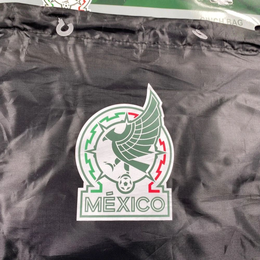 Icon Sports Mexico Cinch Bag Unisex OS Black Gold Soccer Drawstring Backpack